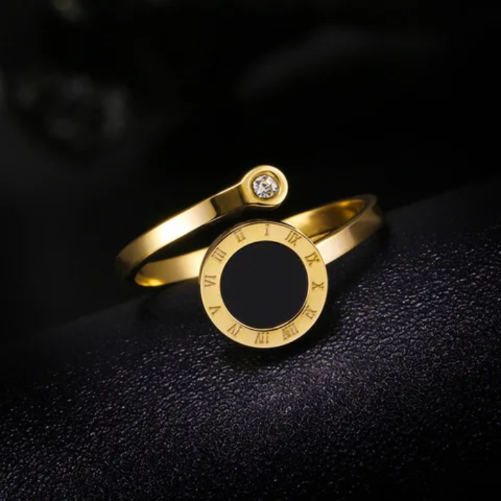 Gold & Black Roman Numeral Ring (Pack of 2)