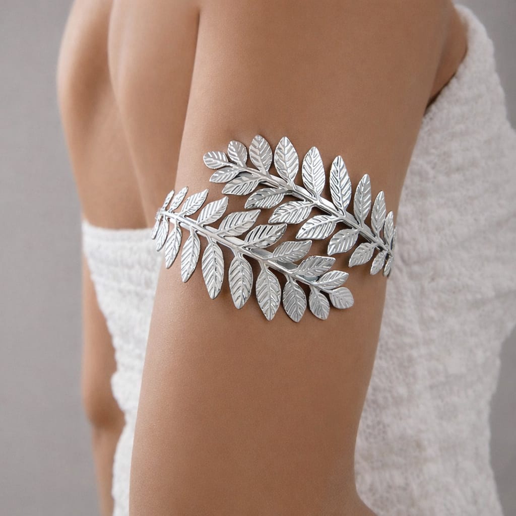 Silver Laurel Leaf Arm Cuff Bracelet