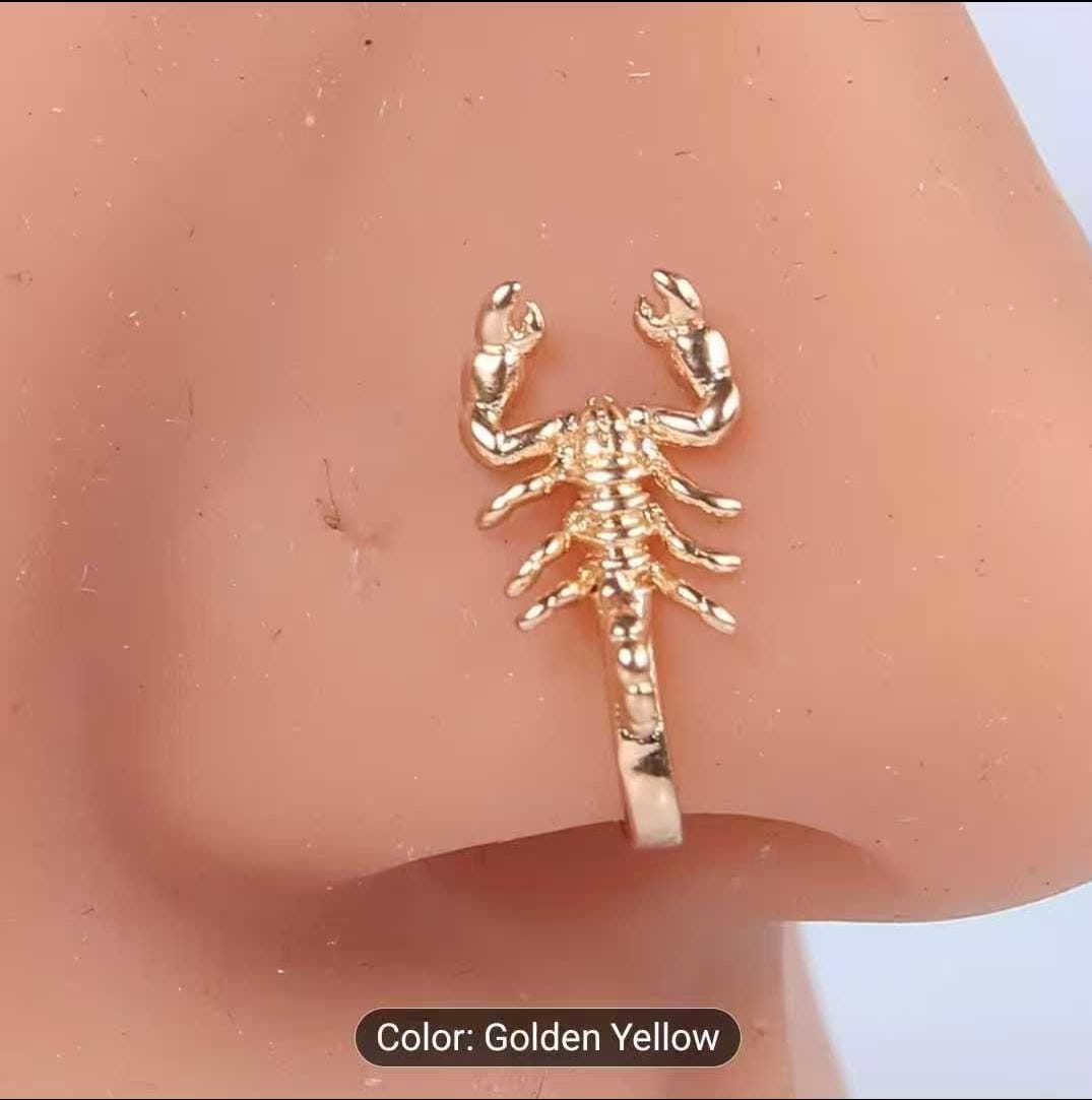 Gold Scorpion Nose Pin – Unique Animal Motif Nose Cuff for Women
