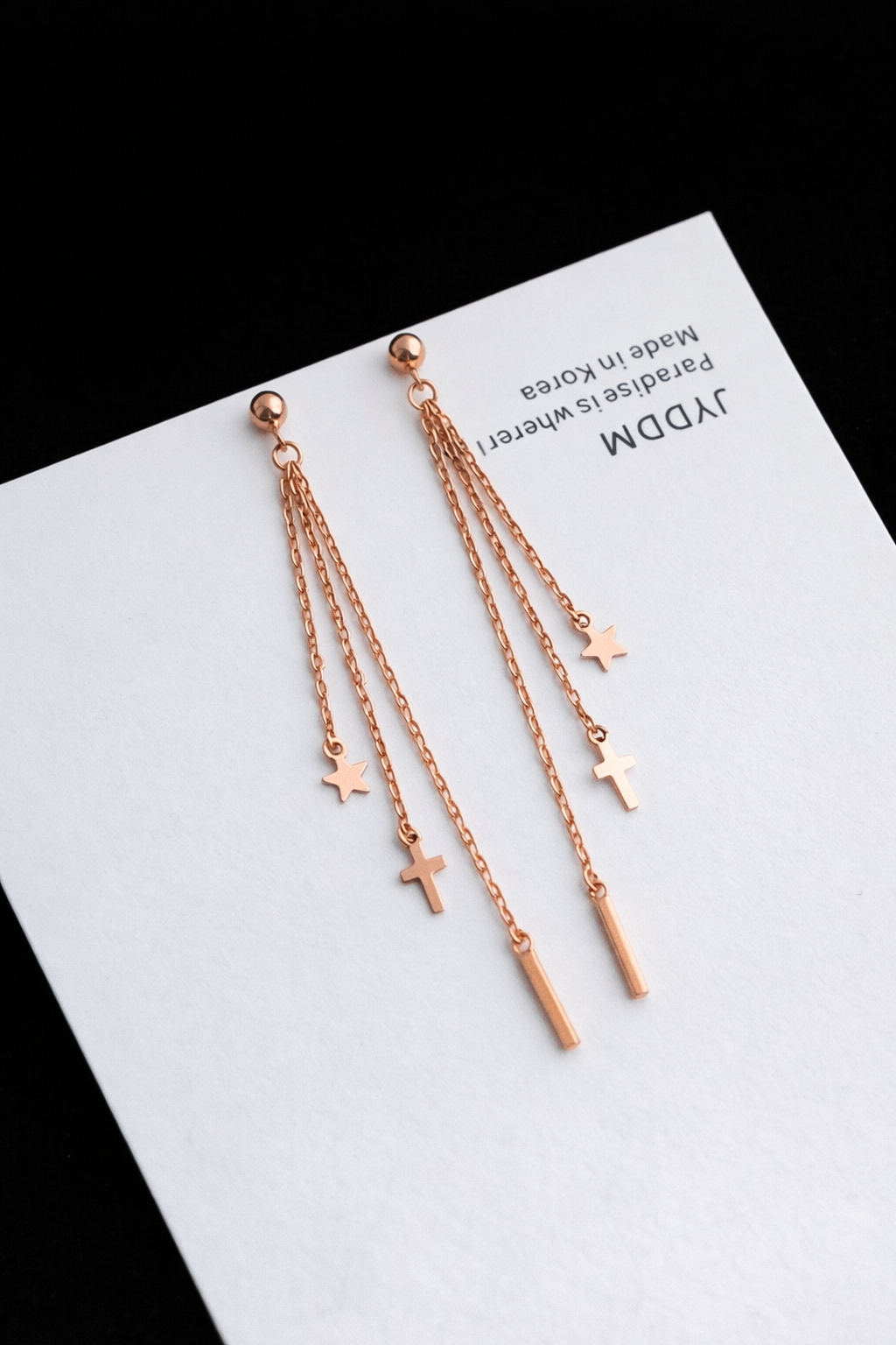 Elegant Star & Cross Chain Tassel Earrings