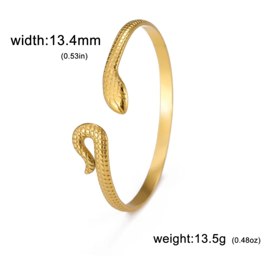 Gold Snake Open Cuff Bracelet