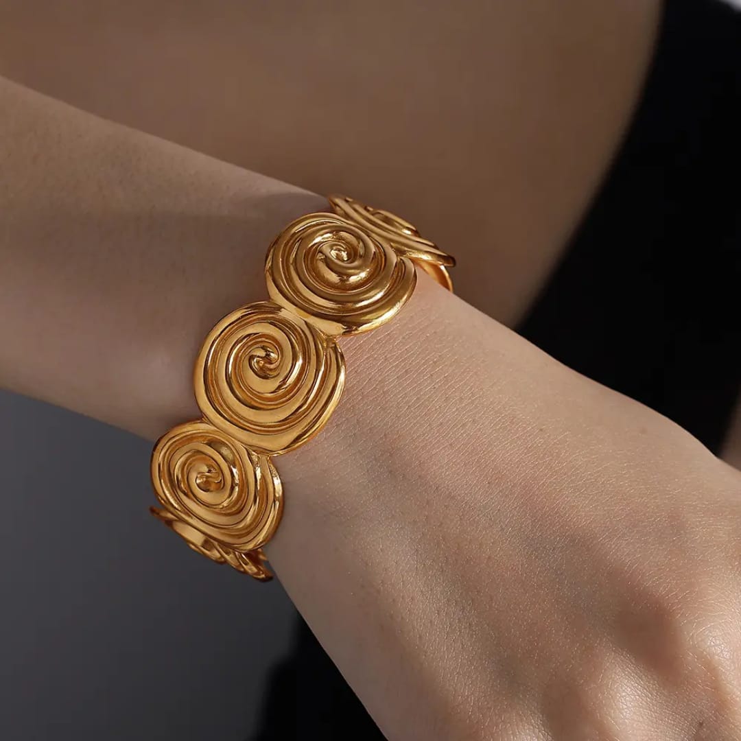 Golden Spiral Cuff Bracelet for Women