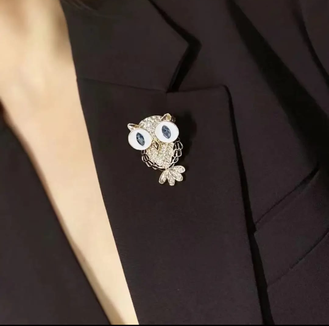 Crystal Eye Owl Brooch
