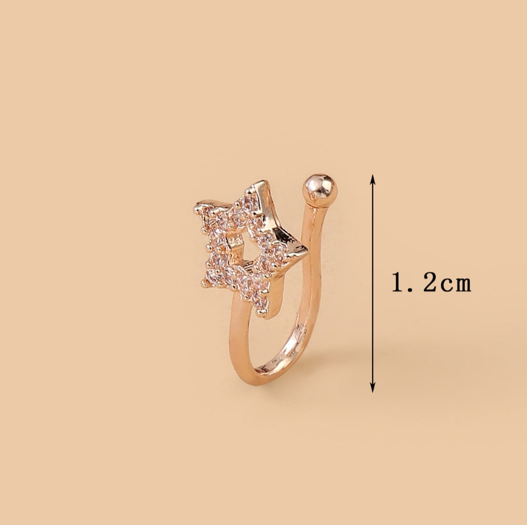 Gold Star Nose Stud with Gemstone Accents