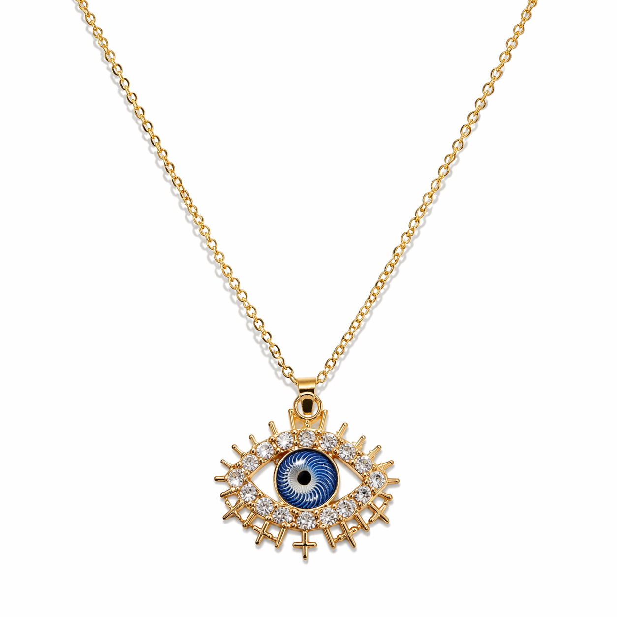 Evil Eye Crystal Pendant Necklace
