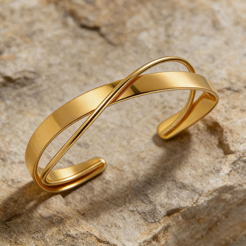 Infinity Inspired Gold Arm Cuff Bracelet
