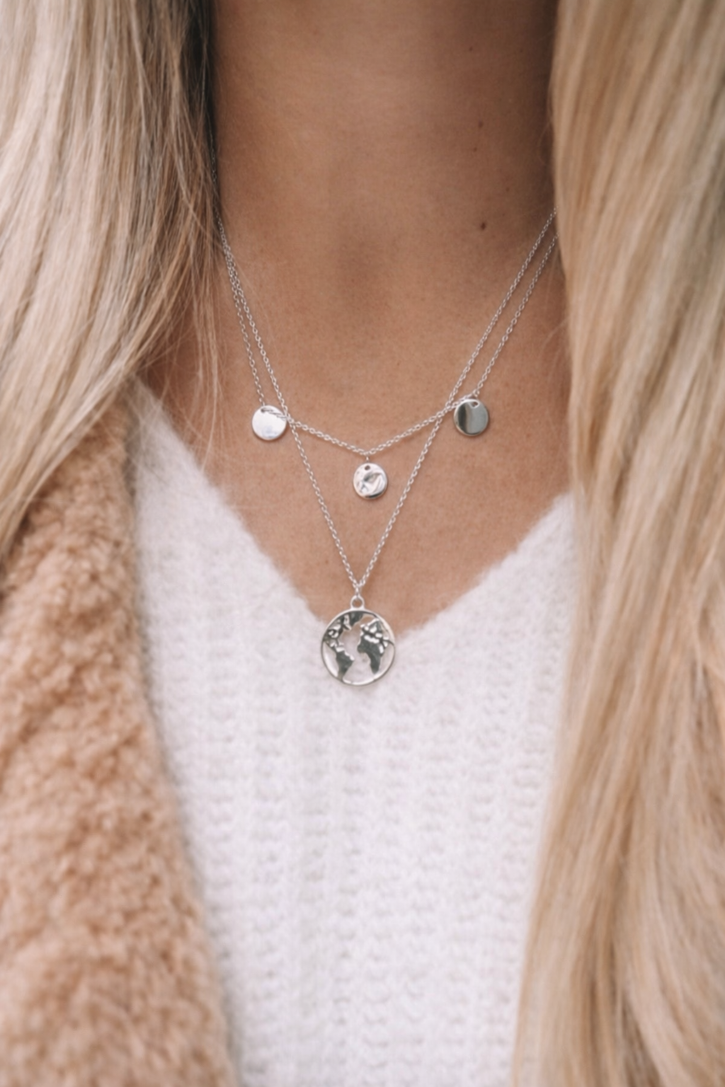 Layered World Charm Necklace Set