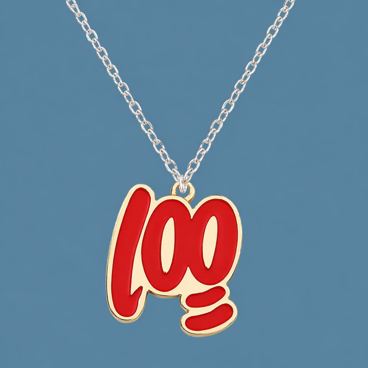 Bold “100” Statement Pendant Necklace