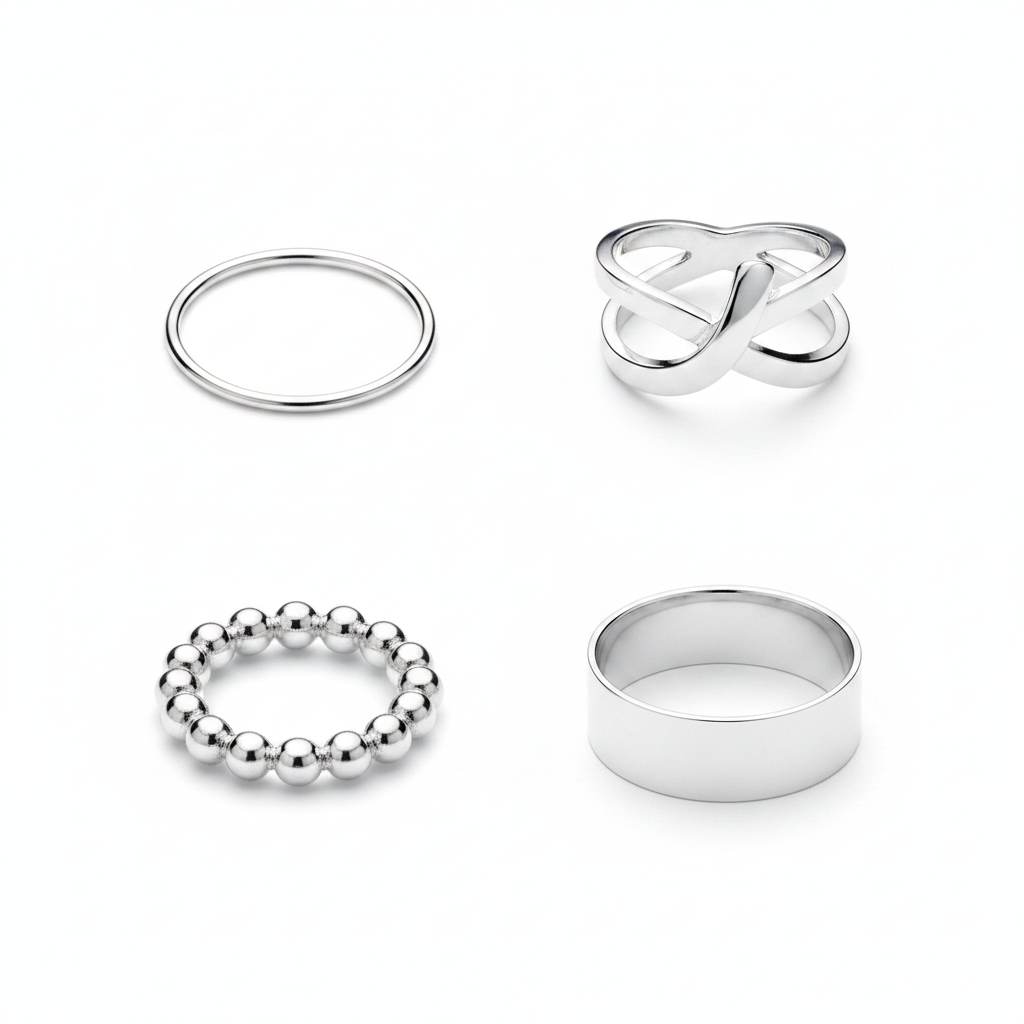 Minimal Pearl Stack Ring Set 💫