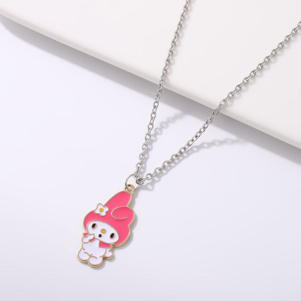 💖 Cute Cartoon Pendant Necklace (Pink Character Design)