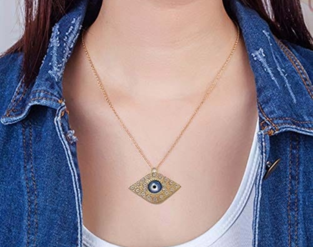 Golden Guardian Evil Eye Pendant Necklace