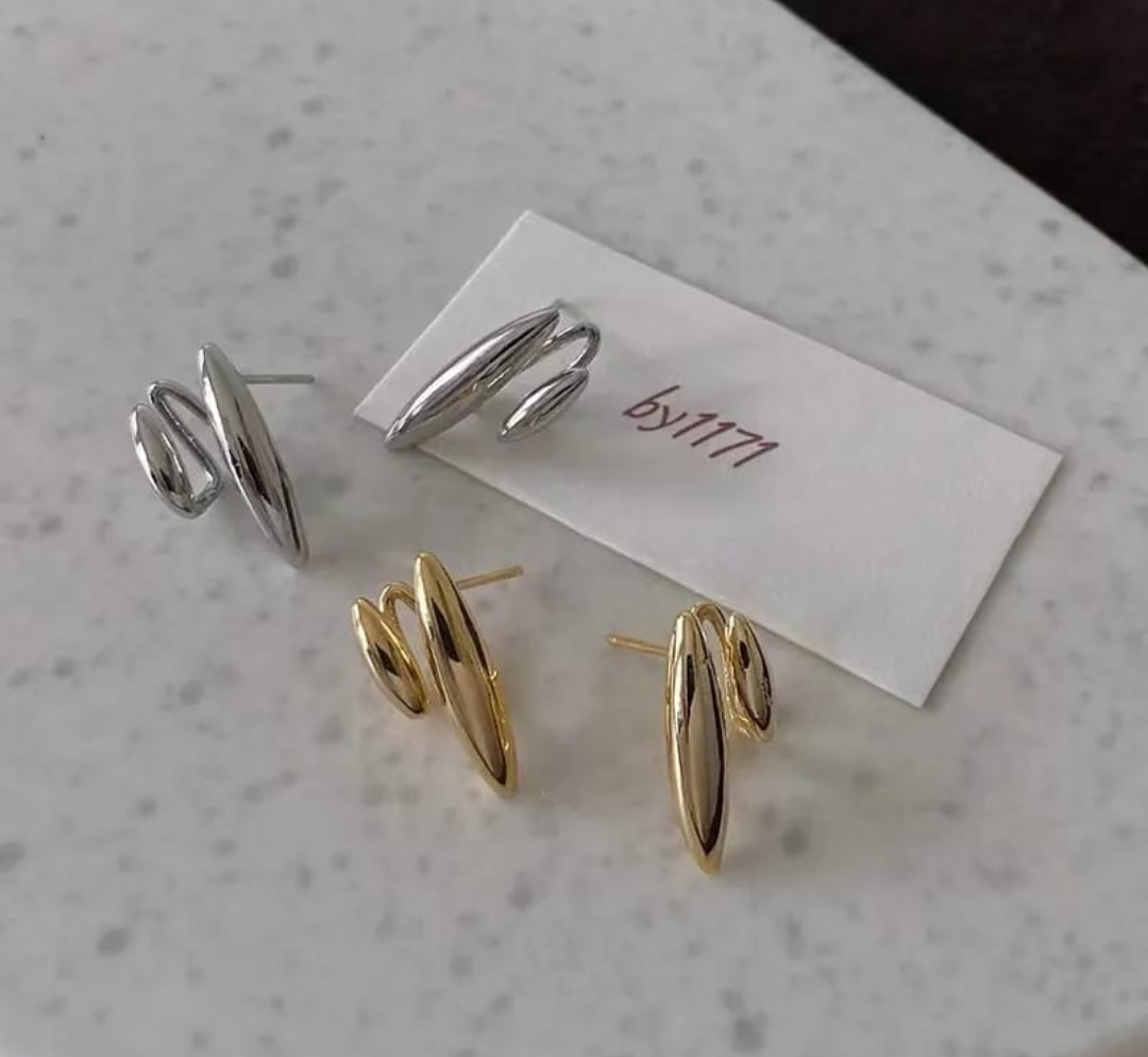 Modern Double Spike Stud Earrings