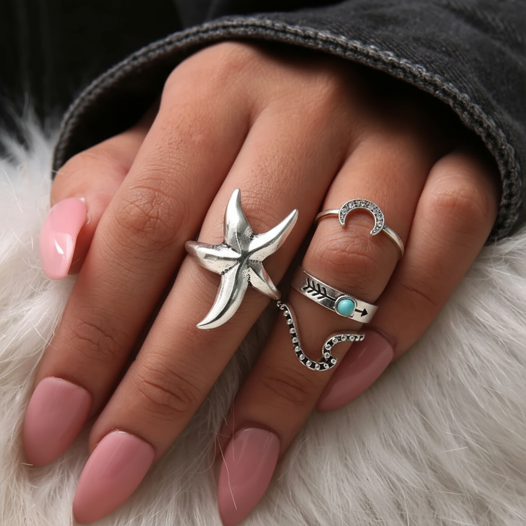 Ocean Vibes Starfish Ring Set