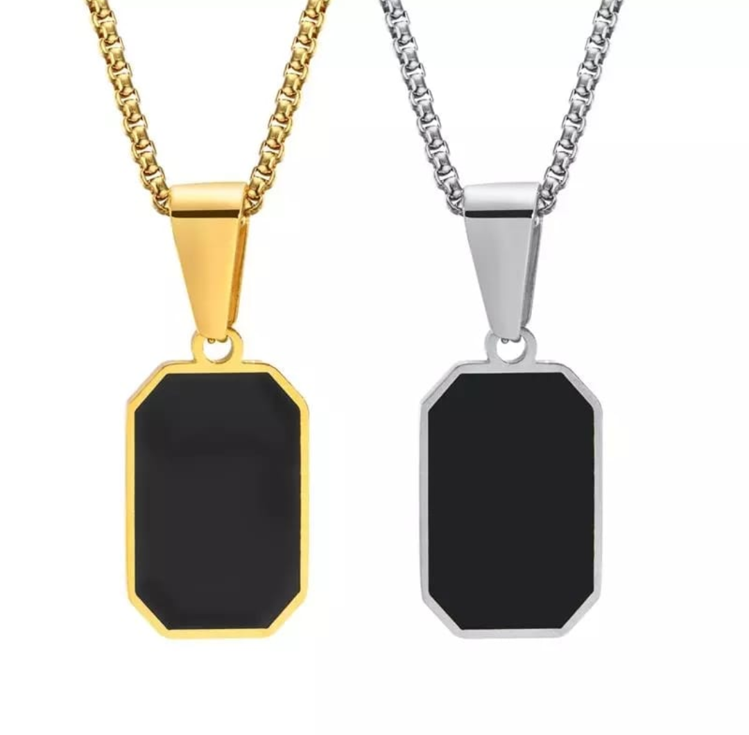 Obsidian Edge Tag Necklace