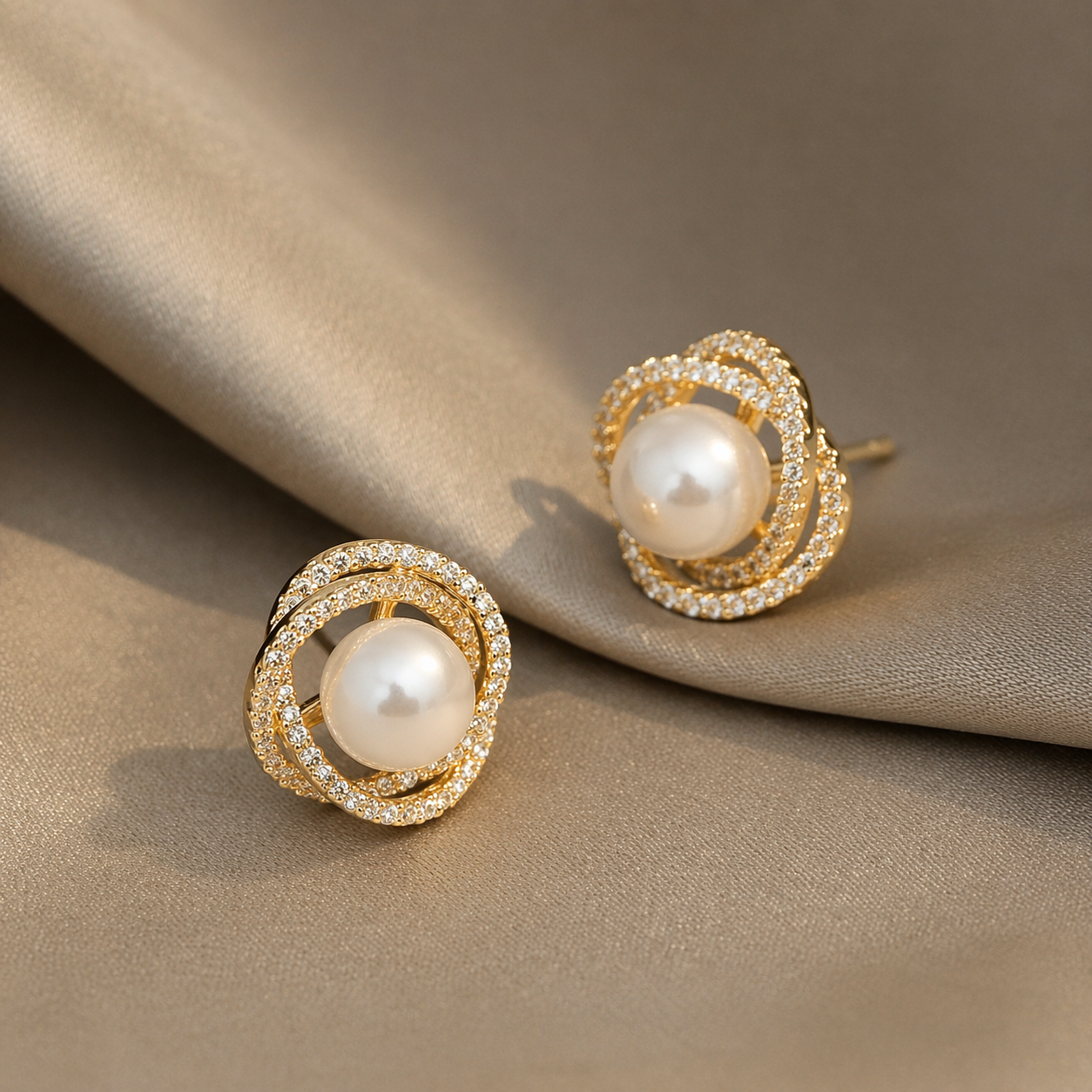 Classic Pearl Halo Stud Earrings – Elegant & Timeless