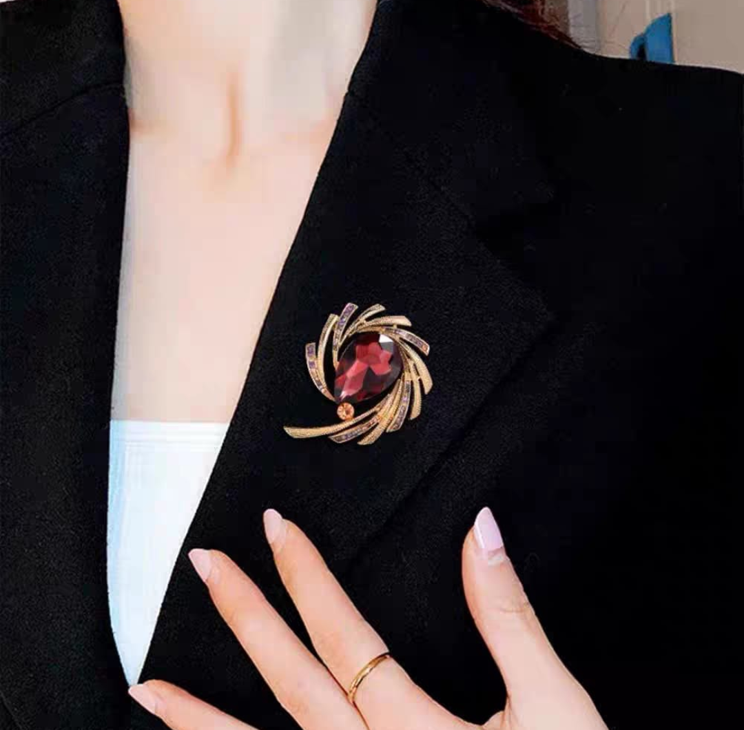 Elegant Swirl Pearl Crystal Brooch