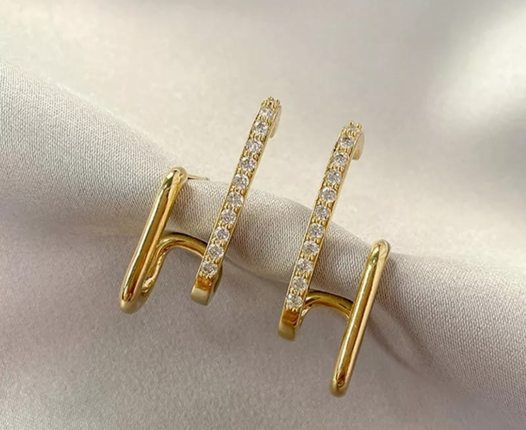 Double Hoop Crystal Ear Cuff Earrings