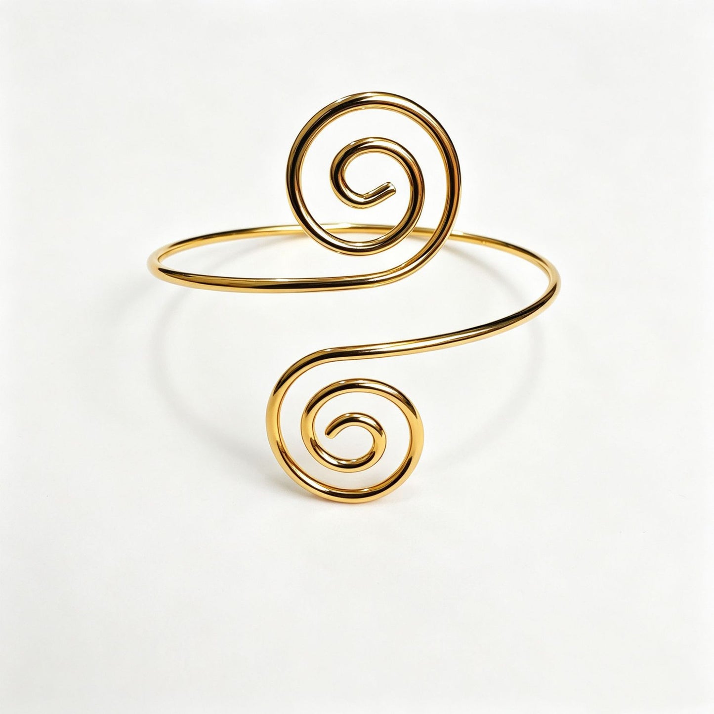 Spiral Gold Armlet – Elegant Boho Upper Arm Cuff
