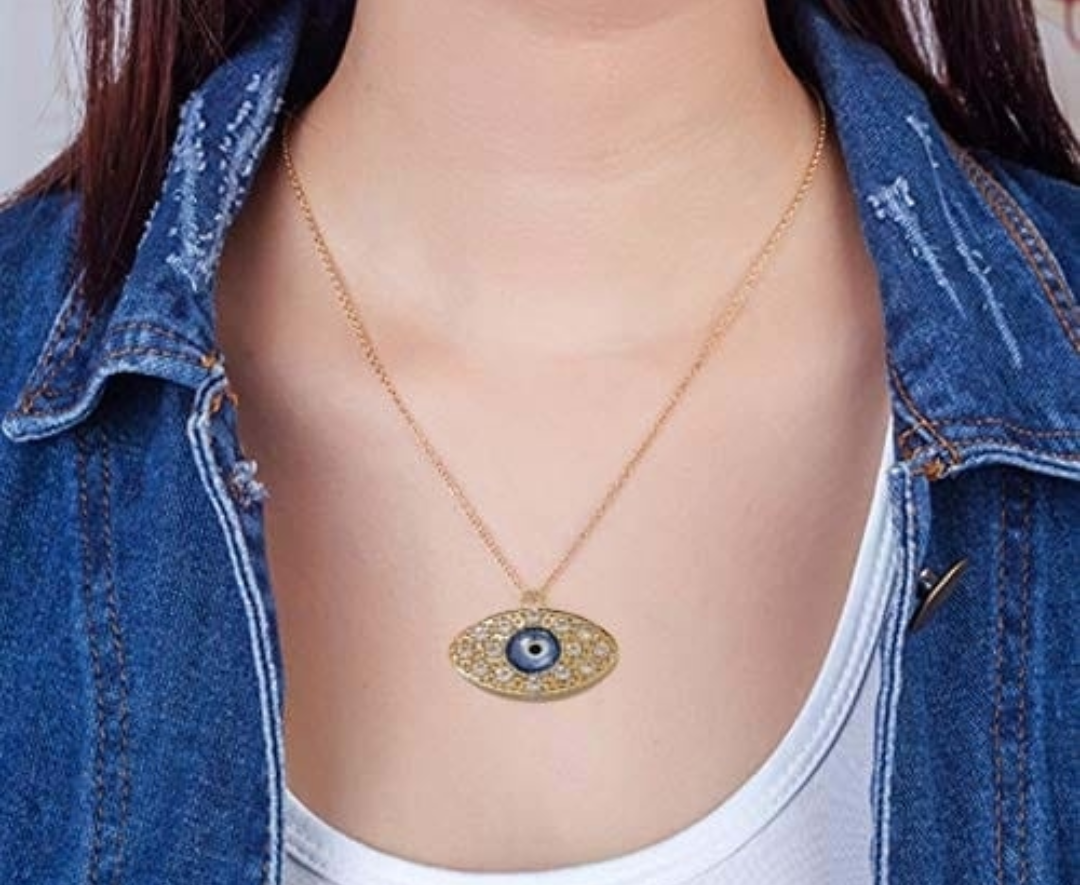 Luxe Oval Evil Eye Pendant Necklace