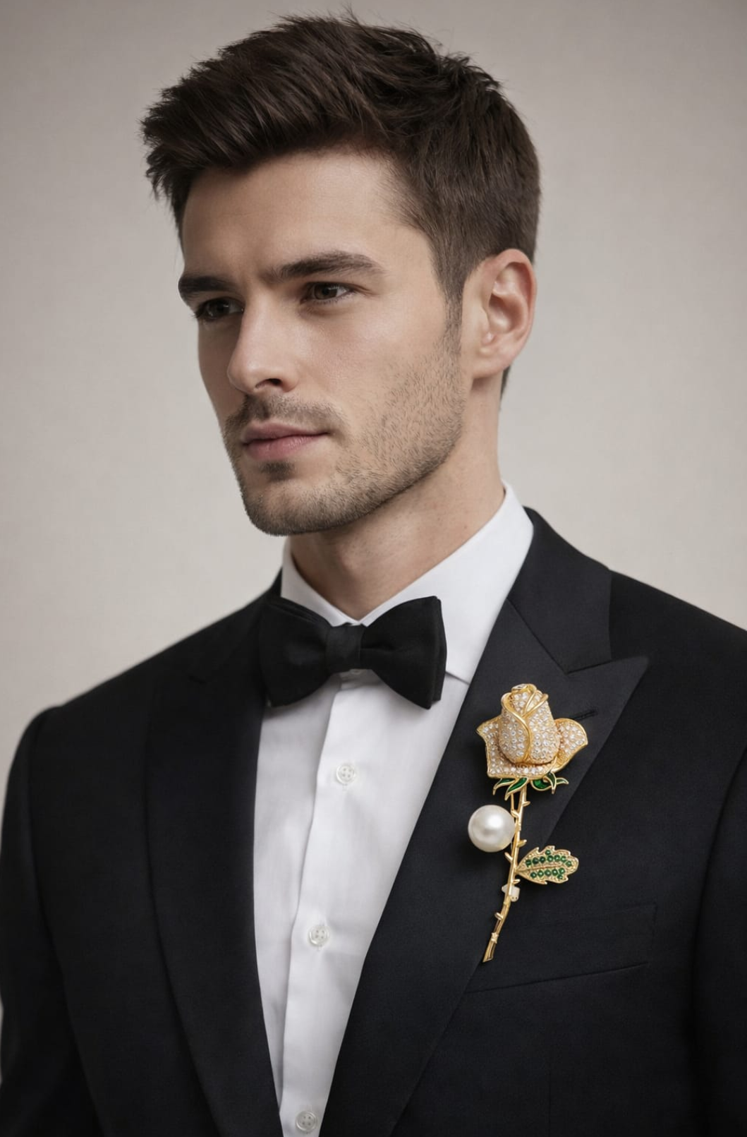 Elegant Pearl Rose Brooch