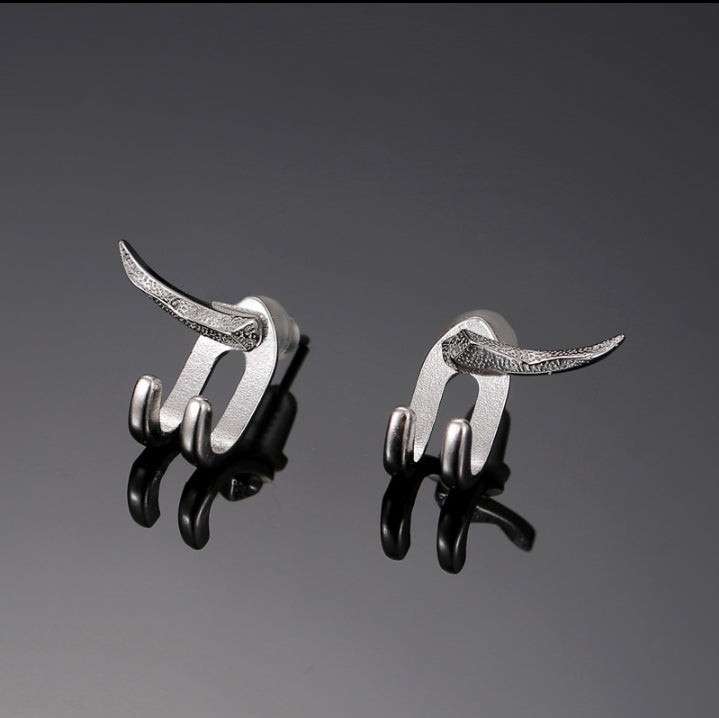 Silver Crescent Drop Earrings