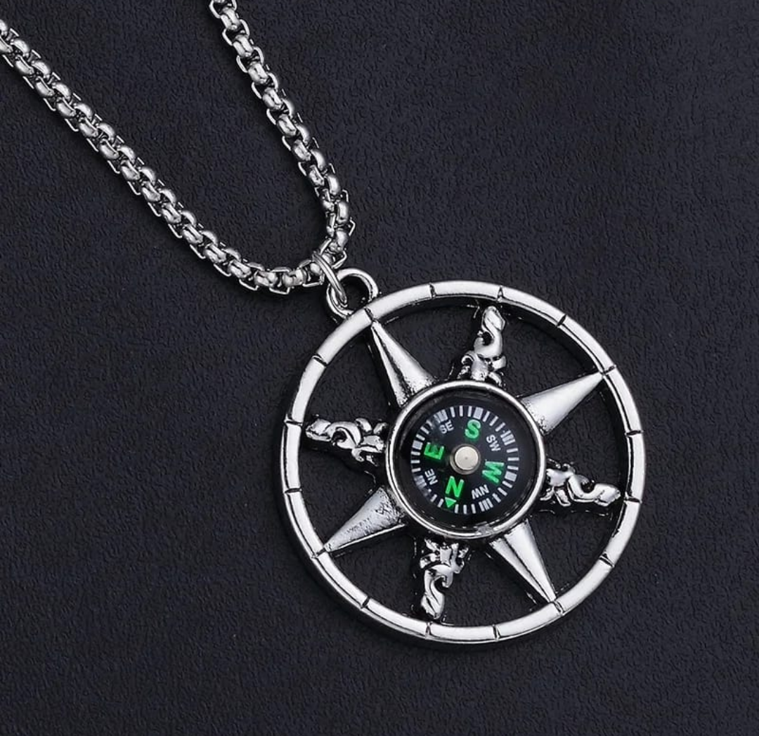Compass Wheel Pendant Necklace