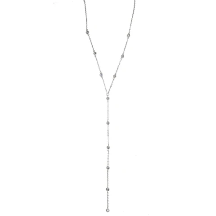 Dainty Y-Lariat Beaded Necklace – Minimalist Long Drop Chain