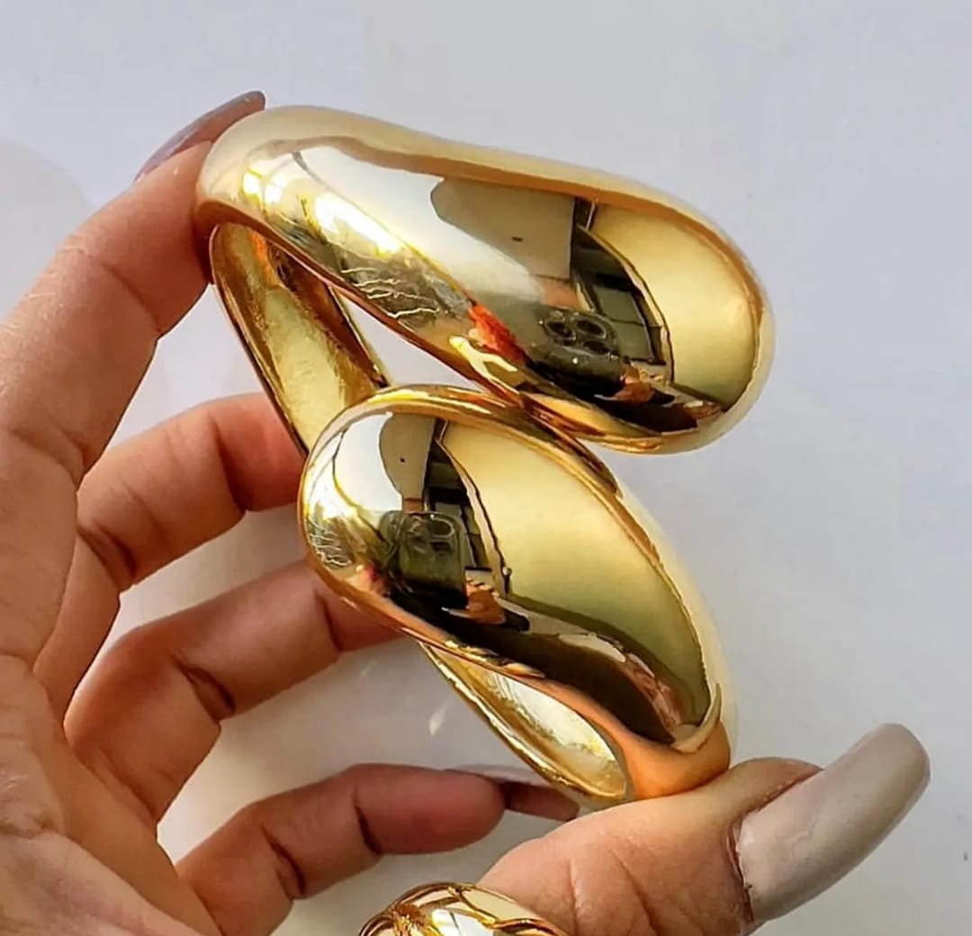 Sculptural Statement Gold Cuff
