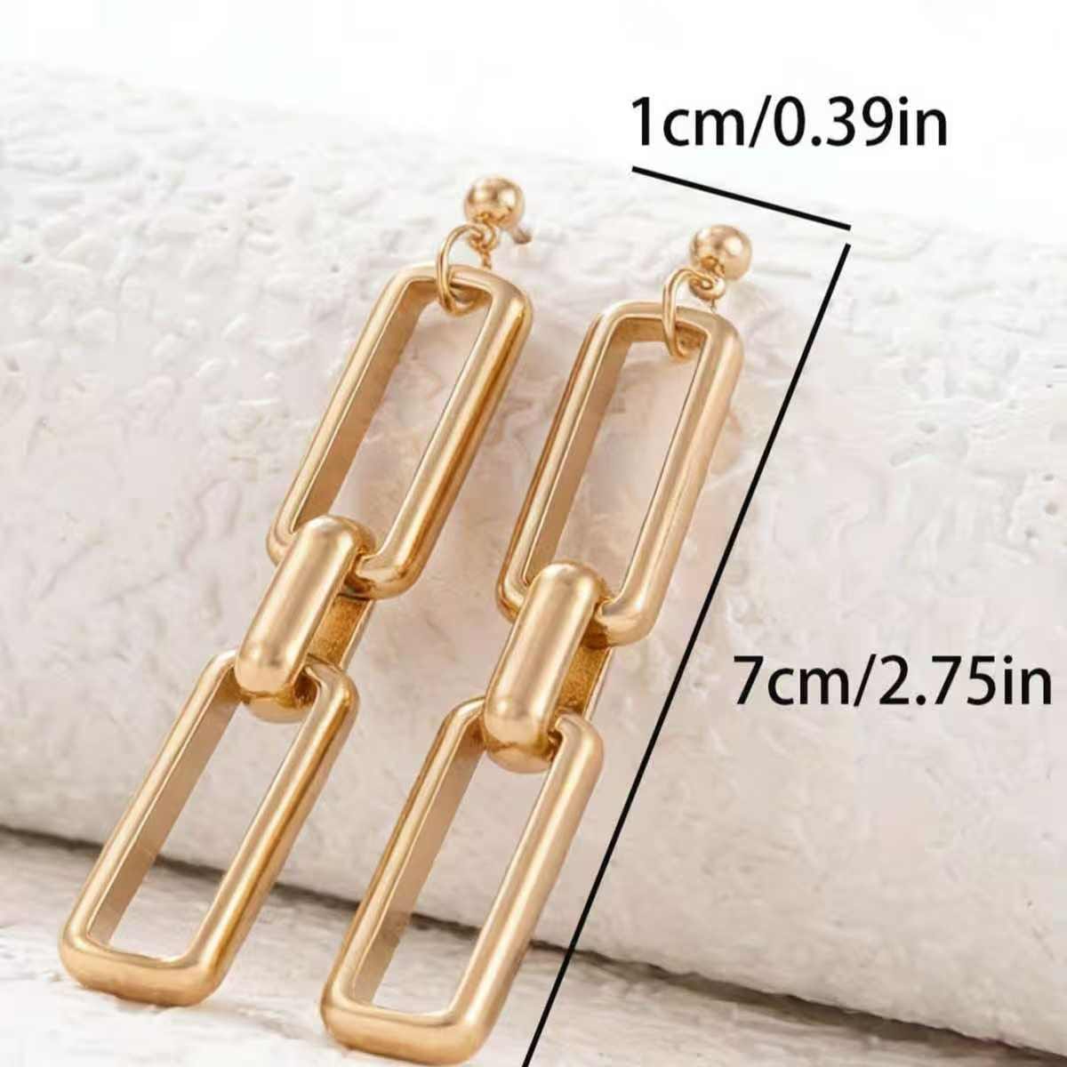 Gold-Tone Geometric Link Drop Earrings
