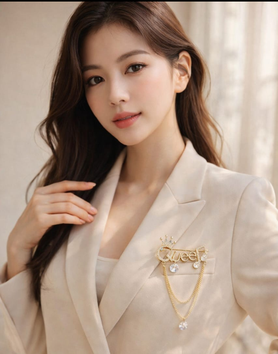 Royal Queen Crown Chain Brooch