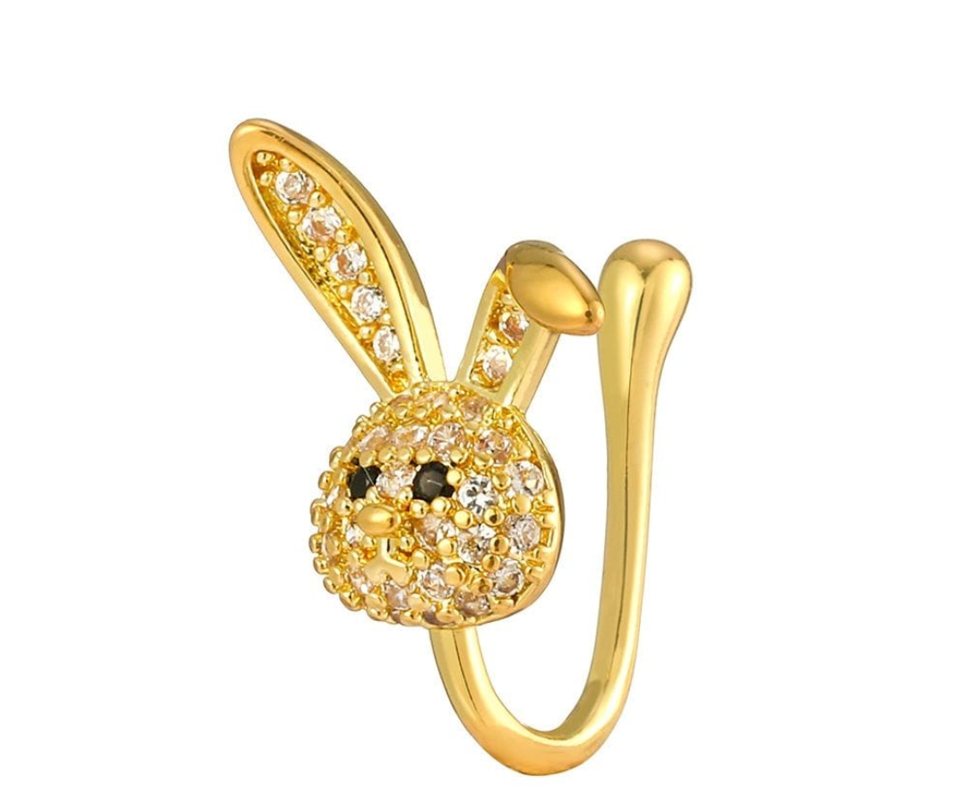 Cute Bunny Diamond Nose Pin (Gold Plated)