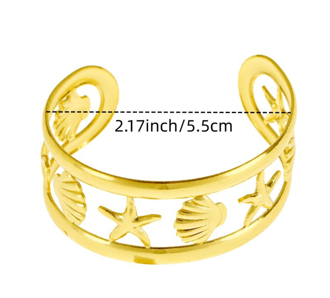 Ocean-Inspired Gold Cuff Bracelet