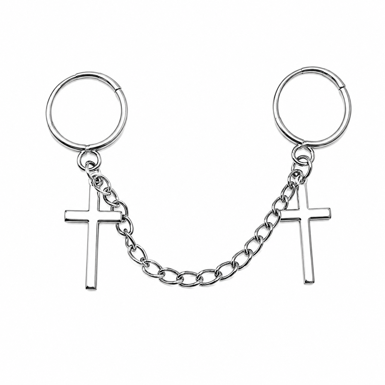 Silver Cross Chain Earringsj