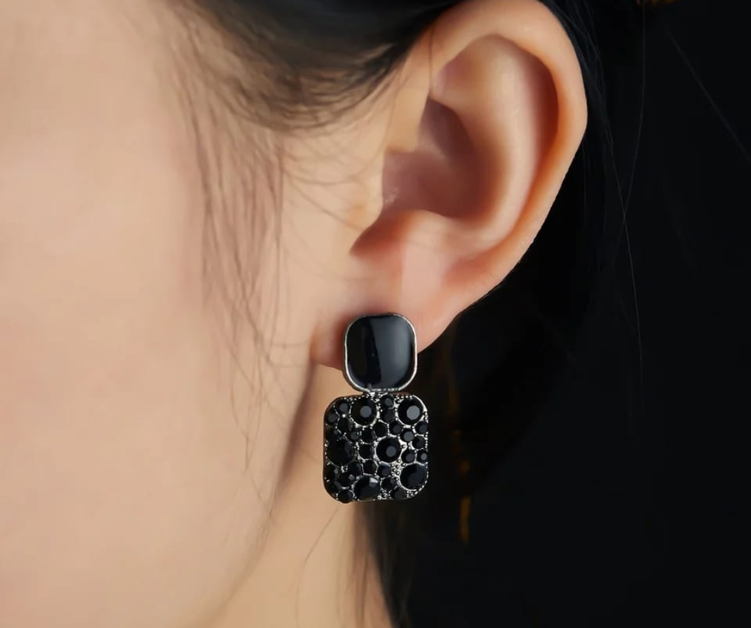Elegant Square Crystal Drop Earrings
