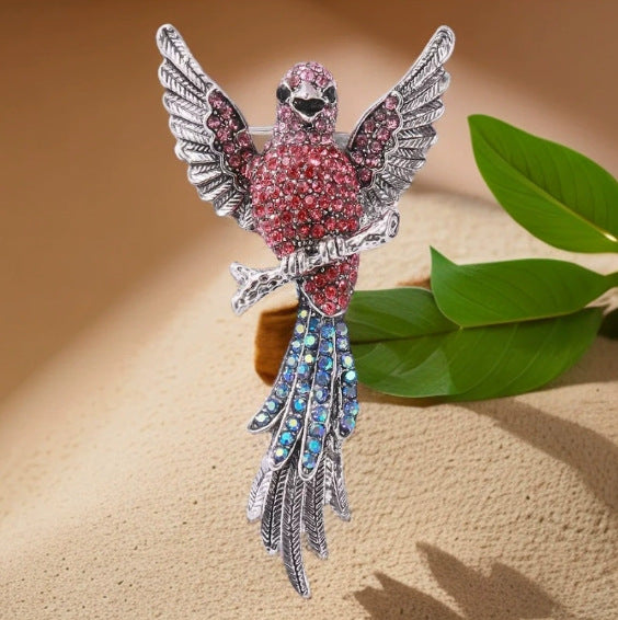 Crystal Bird Brooch – Elegant Vintage Statement Pin