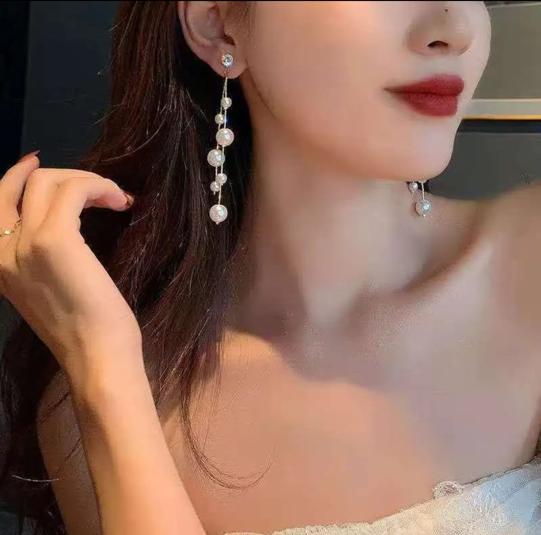 Luxe Pearl Cascade Chain Earrings