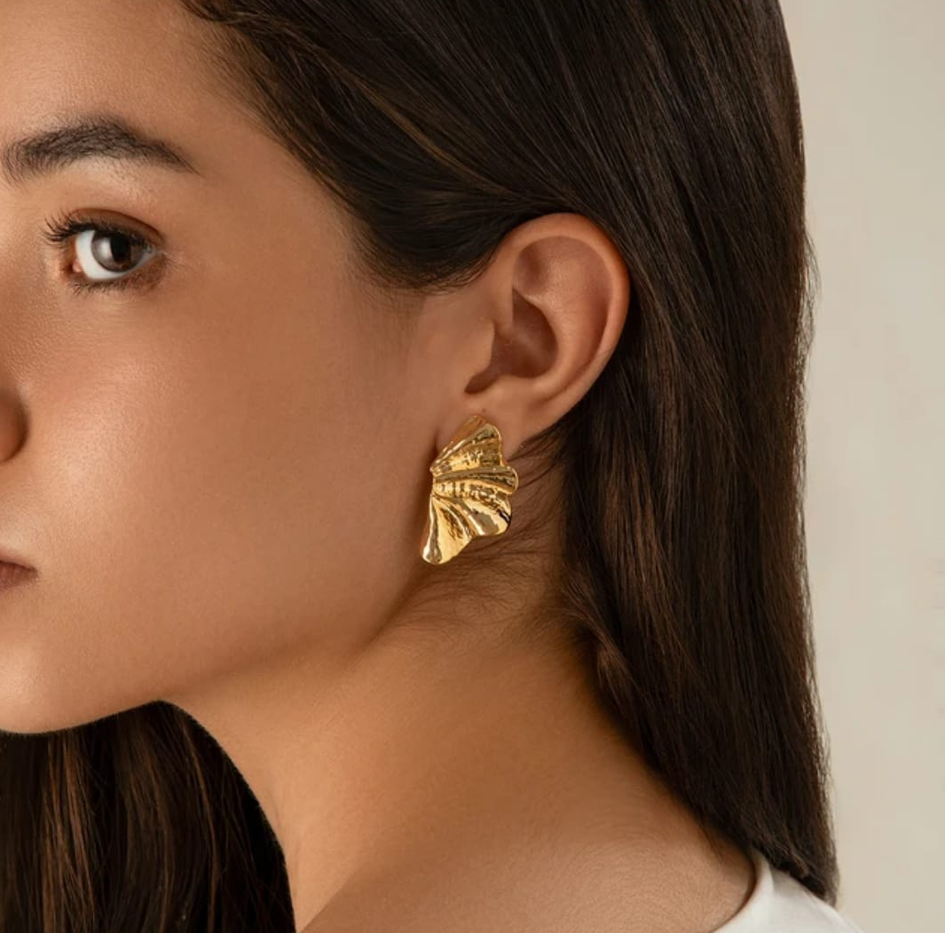Gold Shell Statement Studd Earrings