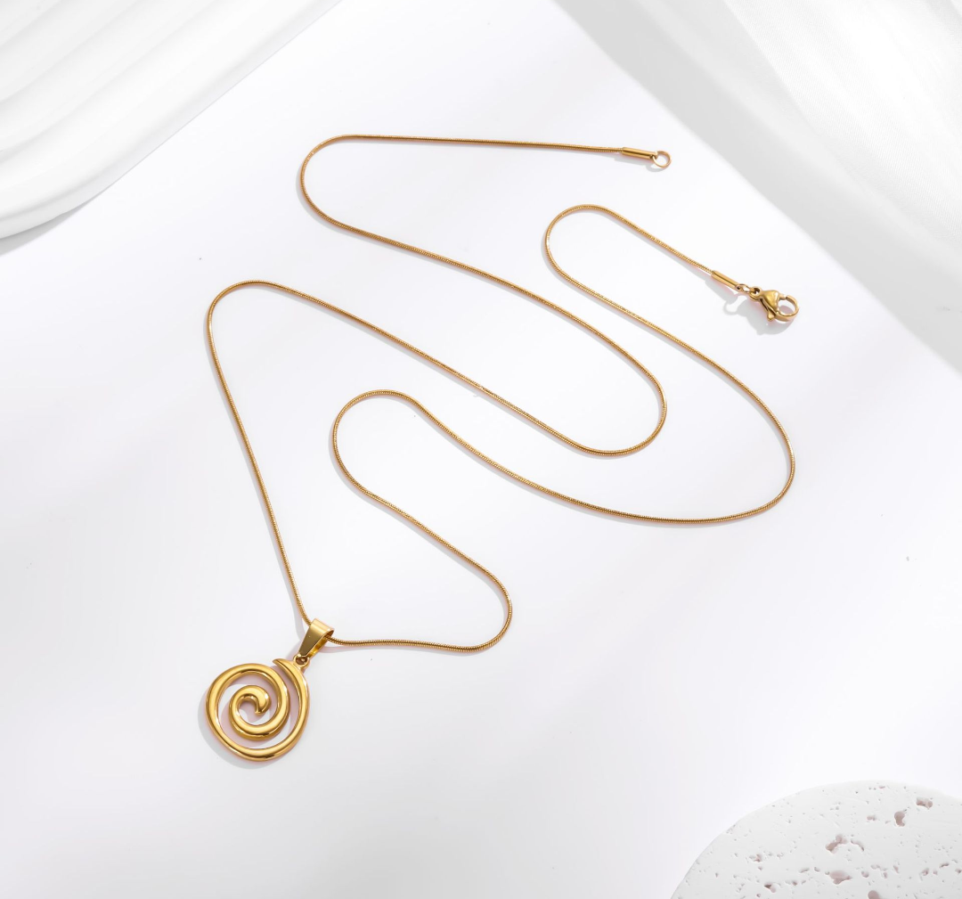 Minimalist Gold Spiral Pendant Necklace
