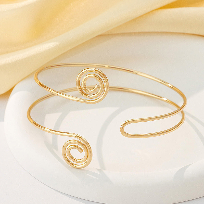 Golden Spiral Open Cuff Bracelet