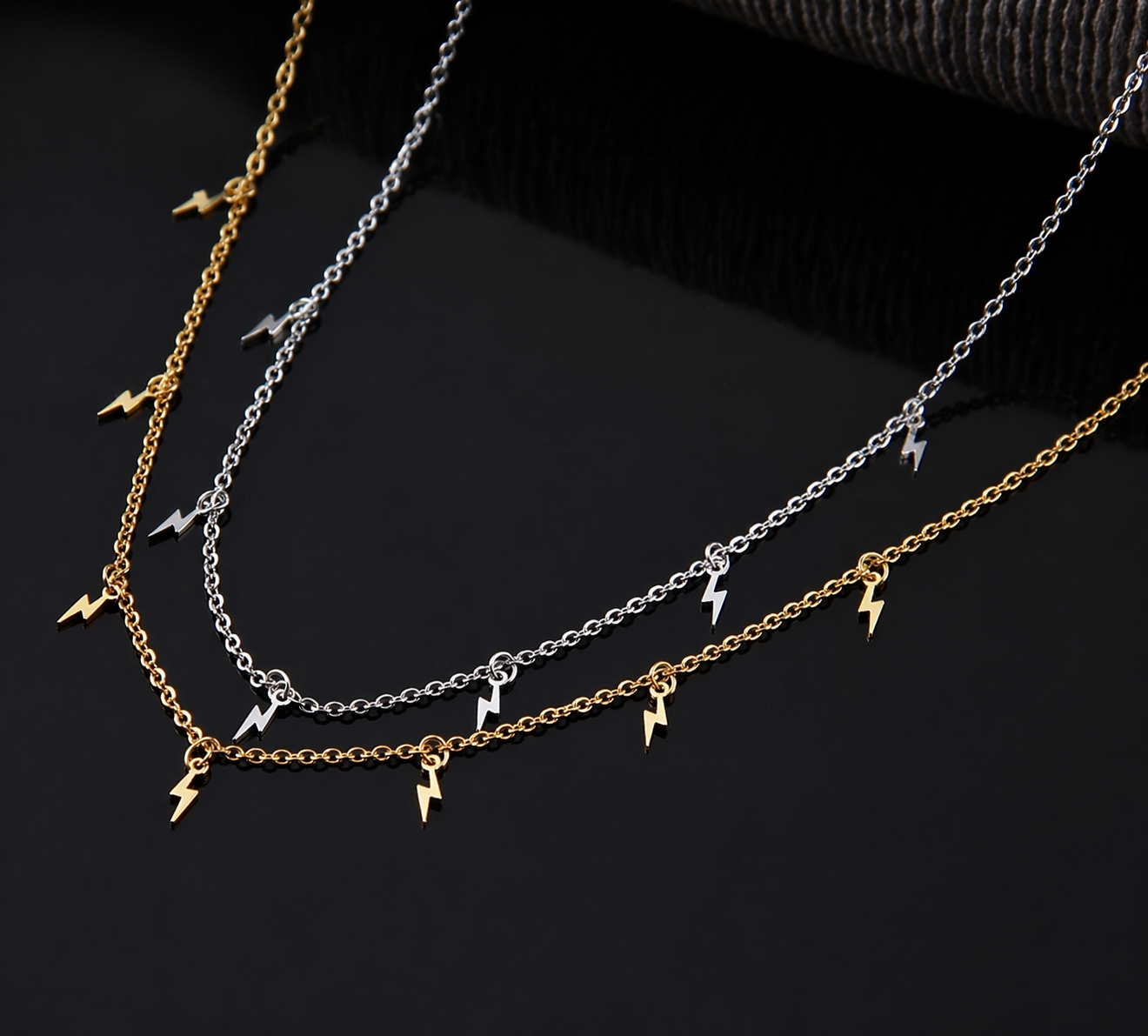 Minimalist Lightning Bolt Charm Choker Necklace