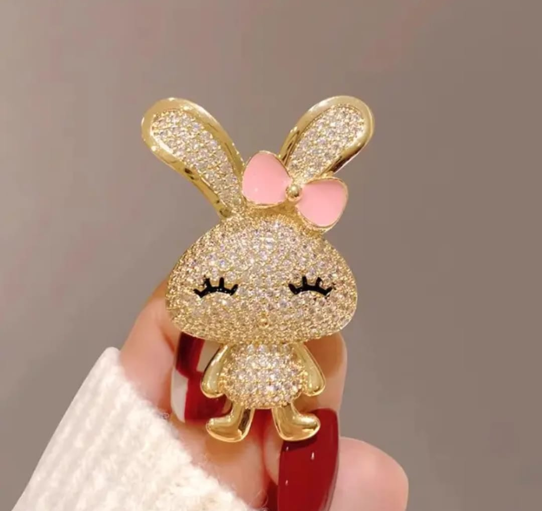 Cute Crystal Bunny Brooch