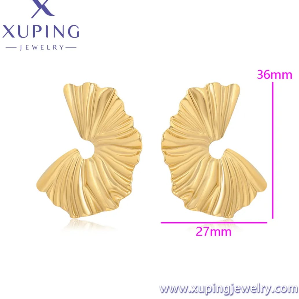 Gold Sculpted Fan Statement Earrings
