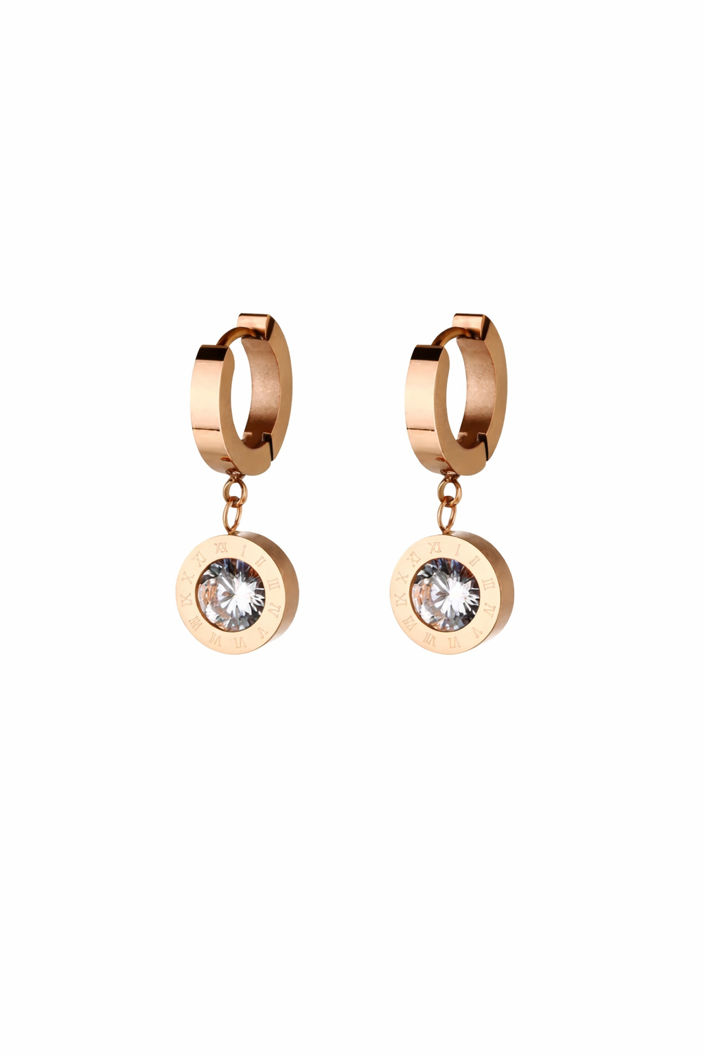 Elegant Roman Crystal Hoop Drop Earrings