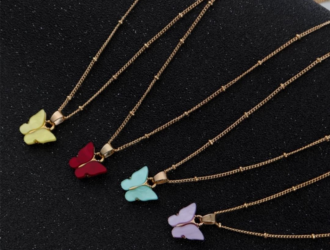 Pastel Butterfly Pendant Necklace