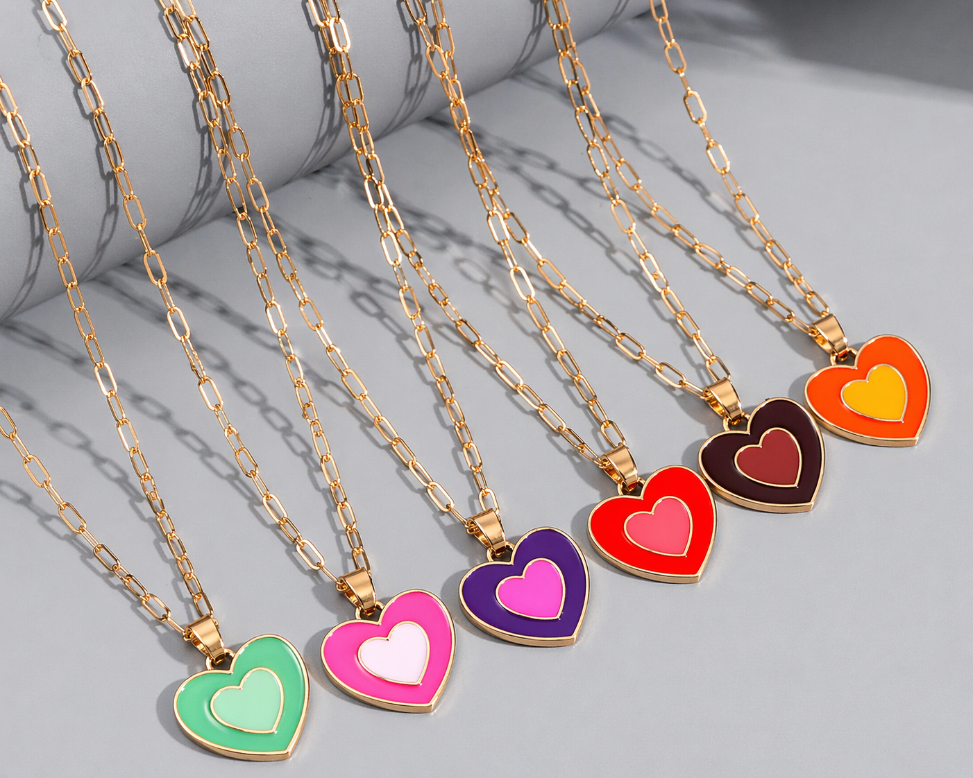 Color Pop Double Heart Necklace