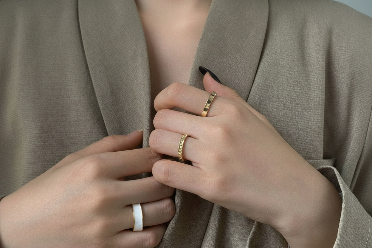 Elegant Gold & Pearl Ring Set ✨