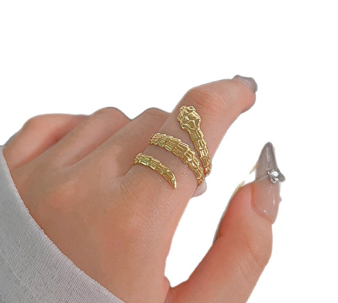Golden Serpent Wrap Statement Ring