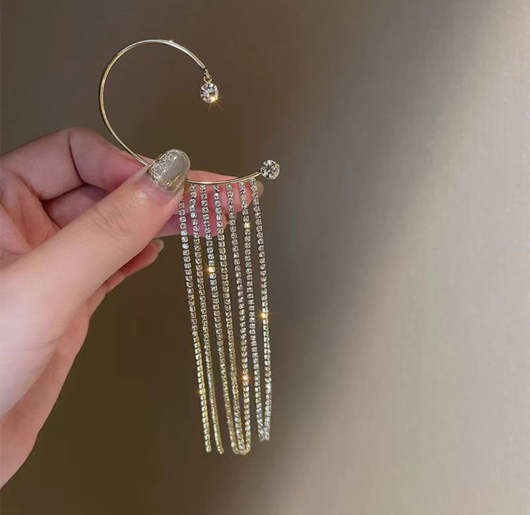Crystal Tassel Ear Cuff Earring