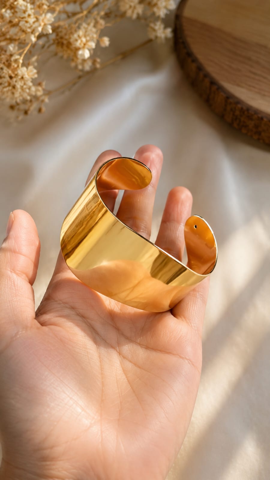 Golden Wide Cuff Bracelet
