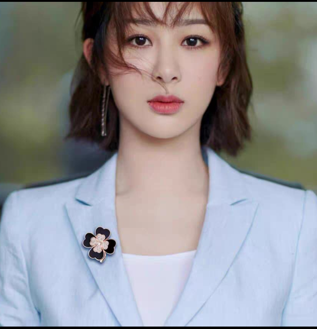 Elegant Crystal Clover Brooch